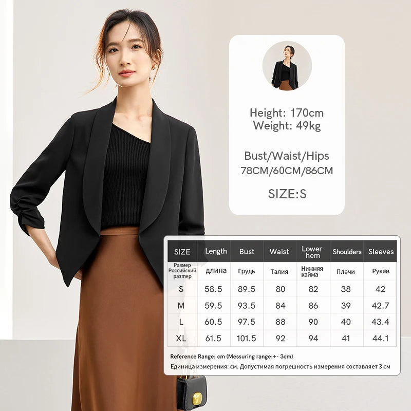 SENTUBILA Shirring Night Quarter Sleeve Blazer