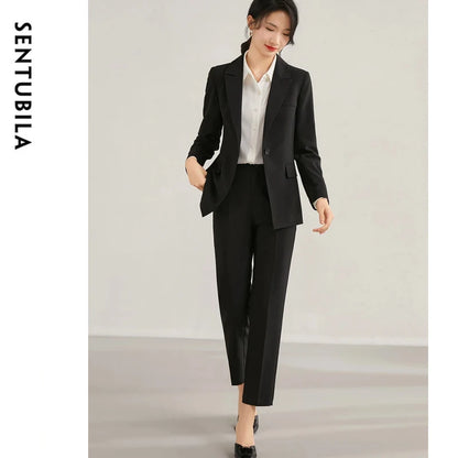 SENTUBILA 2-Piece Women Blazer Suit New Spring 2025 Workwear Fashion