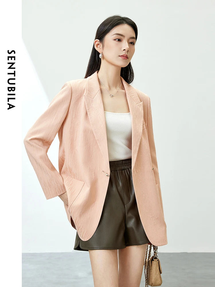 SENTUBILA Textured Blazers Elegant Notched Loose Tailored fit