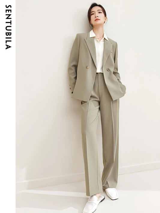 SENTUBILA 2-Piece Elegant Women Business Suit Blazer and Pants