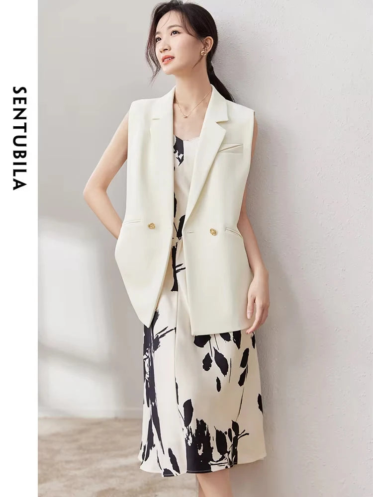 SENTUBILA Tailored Waistcoats Sleeveless Oversize Blazer