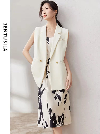 SENTUBILA Tailored Waistcoats Sleeveless Oversize Blazer