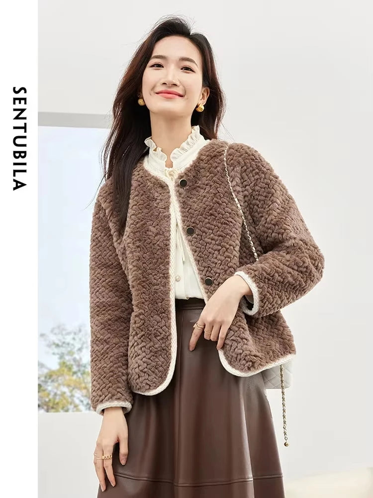 SENTUBILA Winter Fluffy Faux Fur Jackets Velvet Outerwear