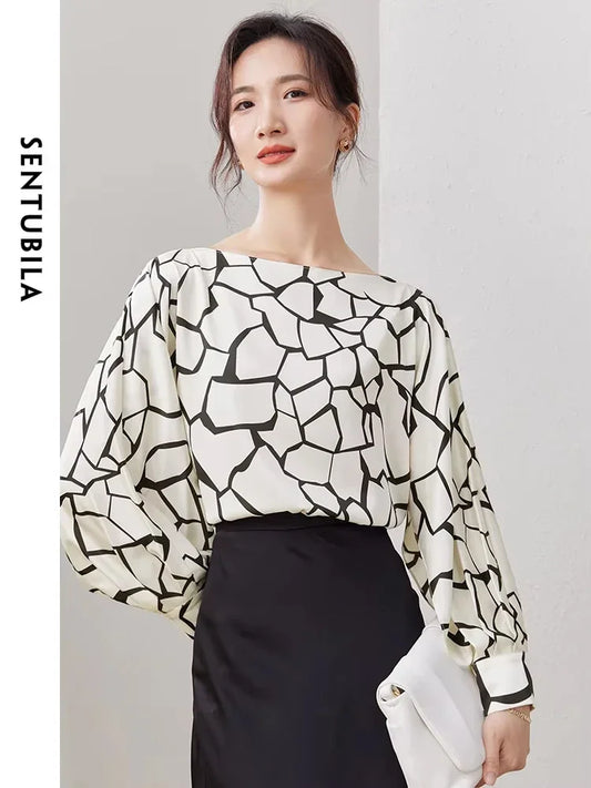 SENTUBILA Print Pullover Chiffon Blouse