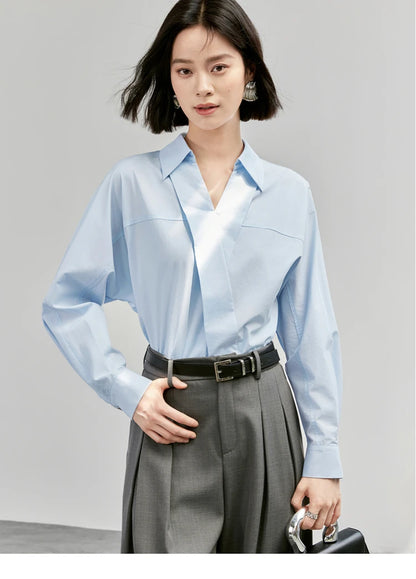 SENTUBILA Office Lady Shirts & Blouses Loose Fit Cotton Lyocell Blend