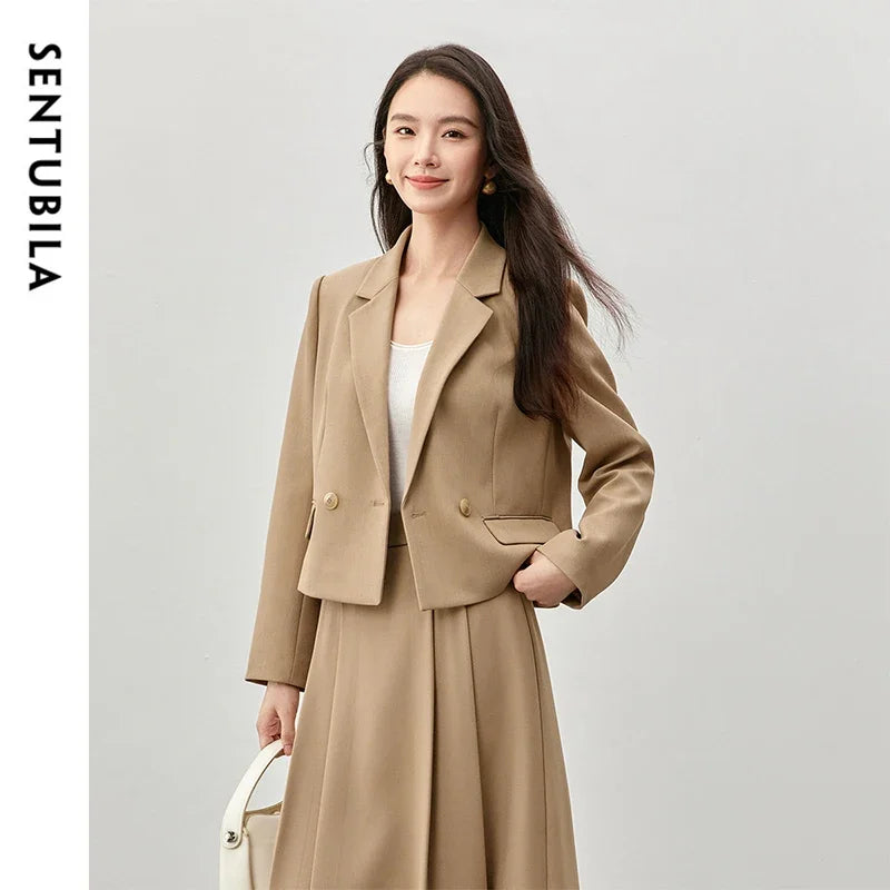 SENTUBILA Straight Classic Blazers Double Breasted Workwear