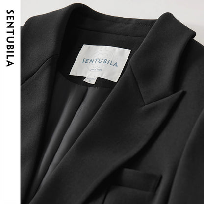 SENTUBILA Texture Twill Blazer Collar Shoulder Pads Workwear