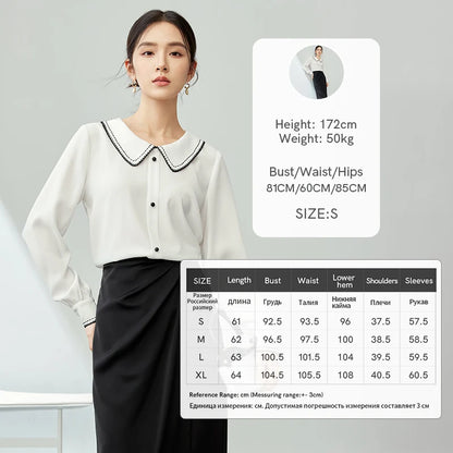 SENTUBILA Elegant Commuter White Chiffon Blouse