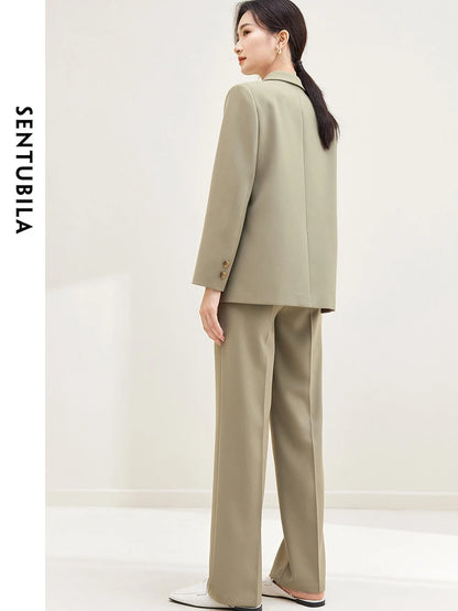 SENTUBILA 2-Piece Blazer Pant Suit Set Workwear