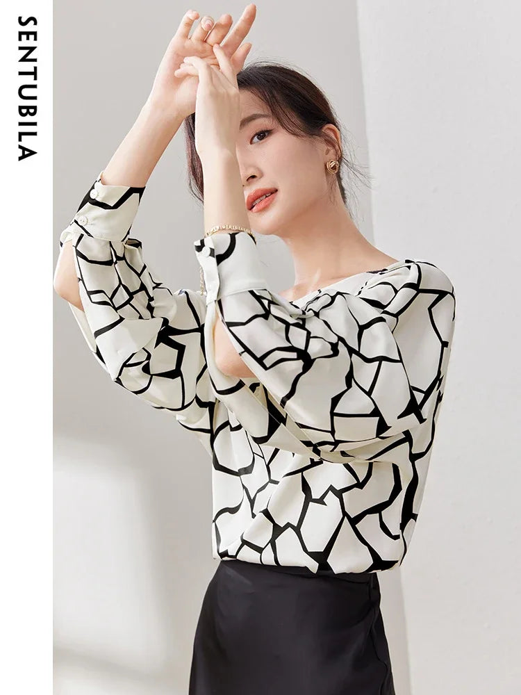 SENTUBILA Print Pullover Chiffon Blouse