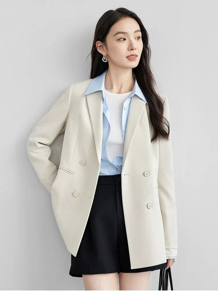 SENTUBILA Office Blazer Women's Patchwork Double Breasted Texture Suit Jacket