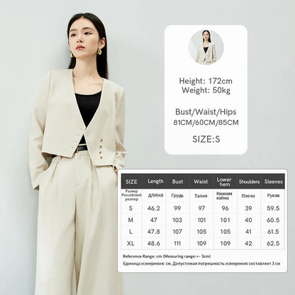 SENTUBILA Cropped Loose Suit Jacket Single Breasted