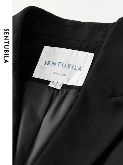 SENTUBILA Loose Vest Single Button Sashes Simple