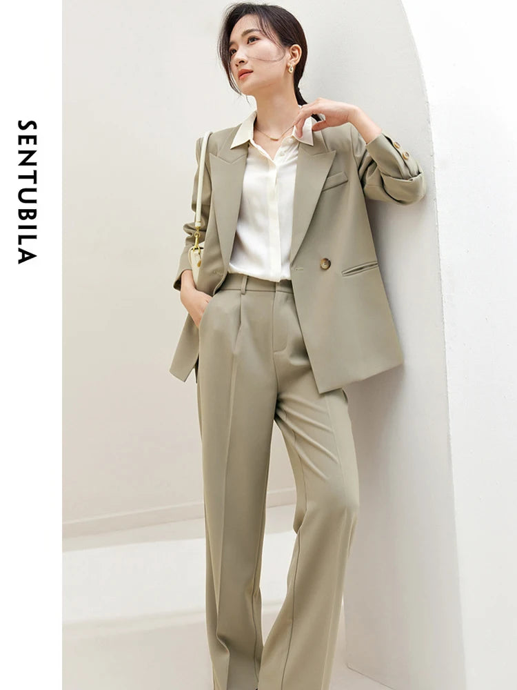 SENTUBILA 2-Piece Blazer Pant Suit Set Workwear