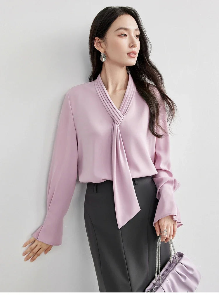 SENTUBILA Chiffon Blouse Ribbon New Spring 2025 Collection