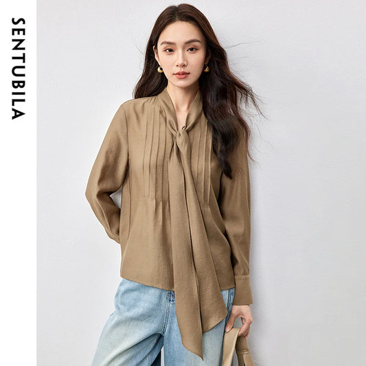 SENTUBILA Lyocell Lace Up Blouse New Spring 2025 Collection Loose Fit