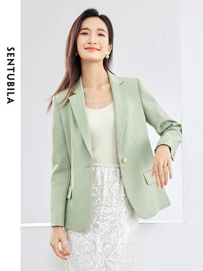 SENTUBILA Business Linen Blazers Workwear Suit Jacket