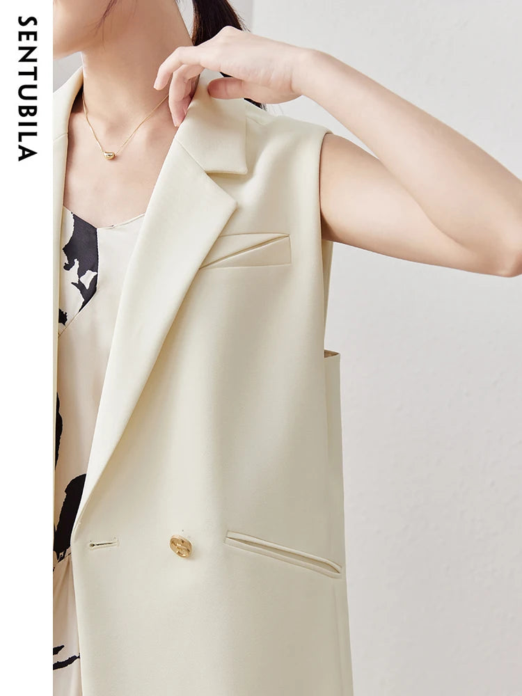 SENTUBILA Tailored Waistcoats Sleeveless Oversize Blazer