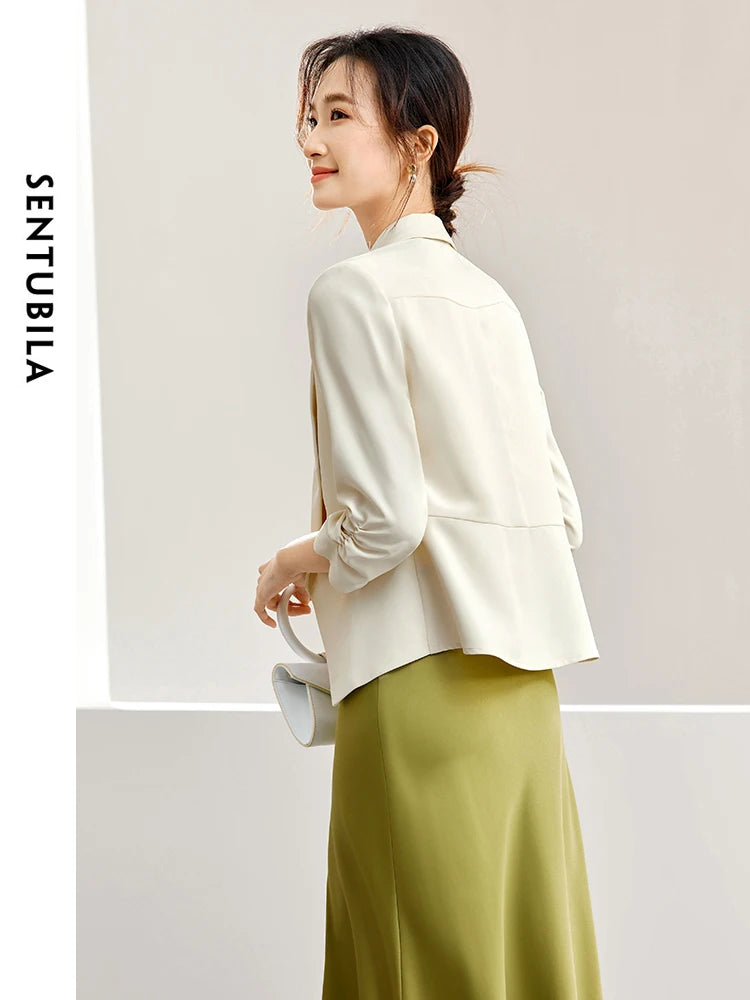 SENTUBILA Shirring Night Quarter Sleeve Blazer