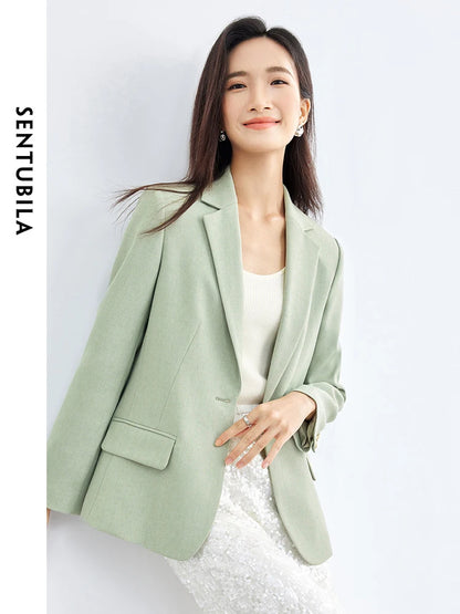 SENTUBILA Business Linen Blazers Workwear Suit Jacket