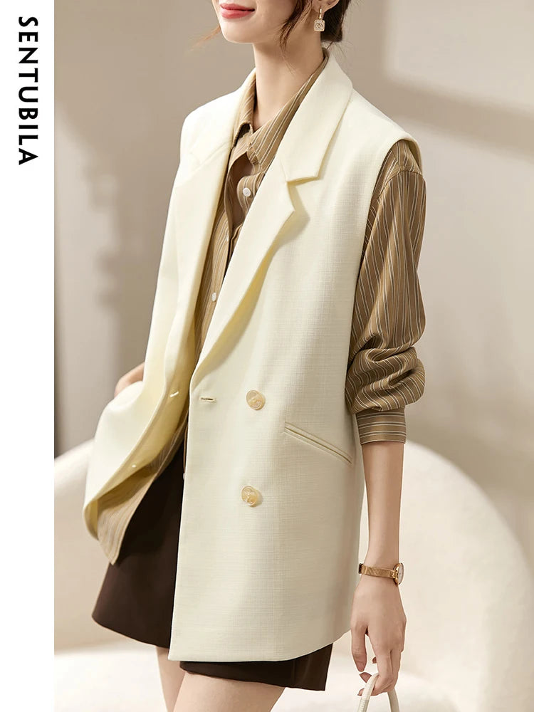 SENTUBILA Tailored Waistcoats Sleeveless Oversize Blazer