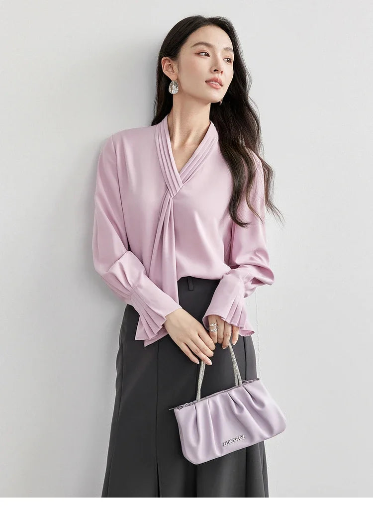 SENTUBILA Chiffon Blouse Ribbon New Spring 2025 Collection