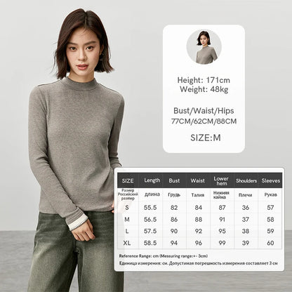 SENTUBILA Cotton Patchwork New Knitted Casual Half High Collar Pullover