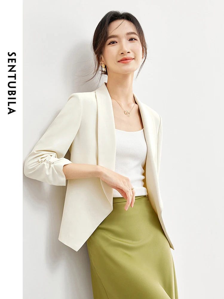 SENTUBILA Shirring Night Quarter Sleeve Blazer