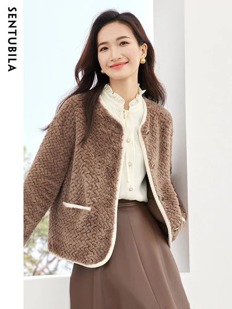 SENTUBILA Winter Fluffy Faux Fur Jackets Velvet Outerwear