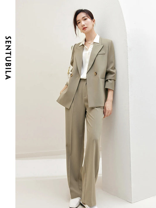 SENTUBILA 2-Piece Blazer Pant Suit Set Workwear