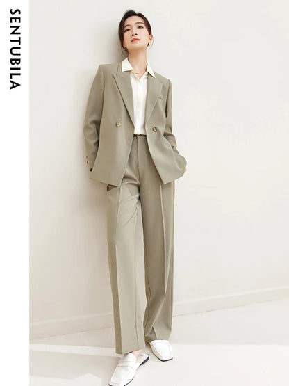 SENTUBILA 2-Piece Blazer Pant Suit Set Workwear