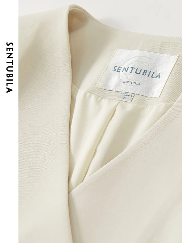 SENTUBILA Cropped Loose Suit Jacket Single Breasted