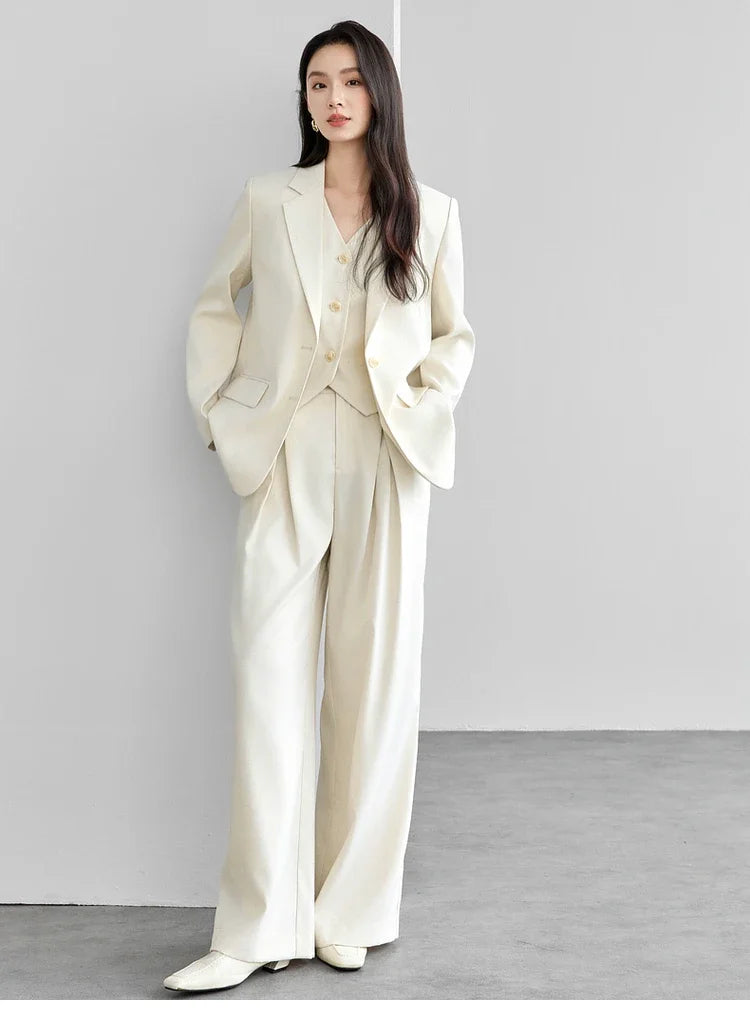 SENTUBILA Straight Linen Blazer Single Breasted Outerwear