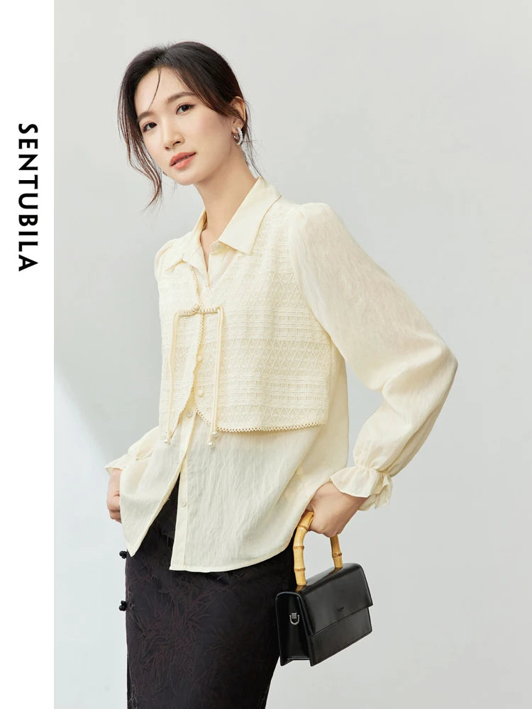 SENTUBILA Chinese Style Blouse Button Up