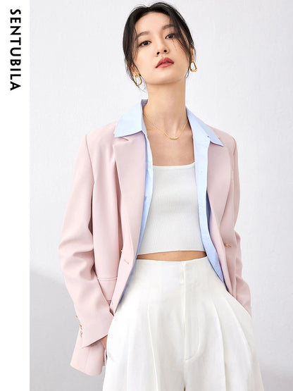 SENTUBILA Pink Blazer Suit Jacket