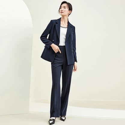 SENTUBILA 2-piece Set Pants Suit Navy Blue/Khaki