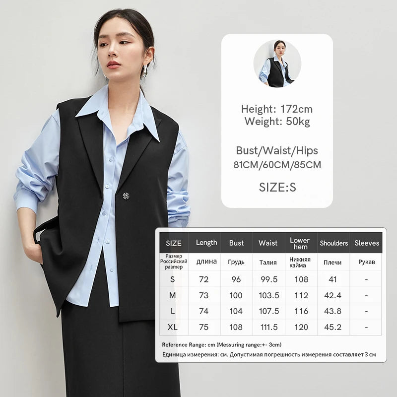 SENTUBILA Loose Vest Single Button Sashes Simple