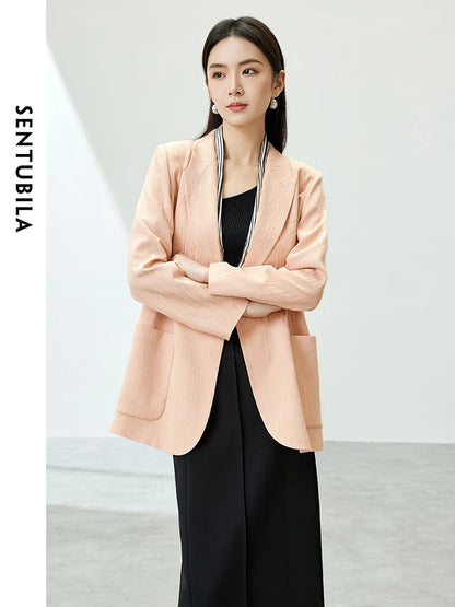 SENTUBILA Textured Blazers Elegant Notched Loose Tailored fit