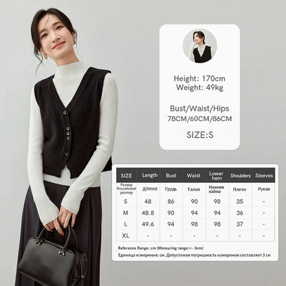 SENTUBILA V-Neck Knitted Vest Office Style