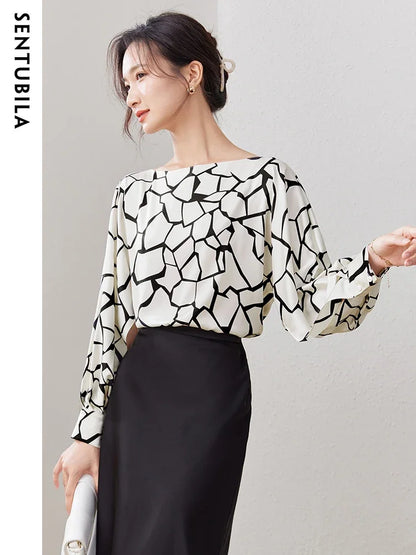 SENTUBILA Print Pullover Chiffon Blouse