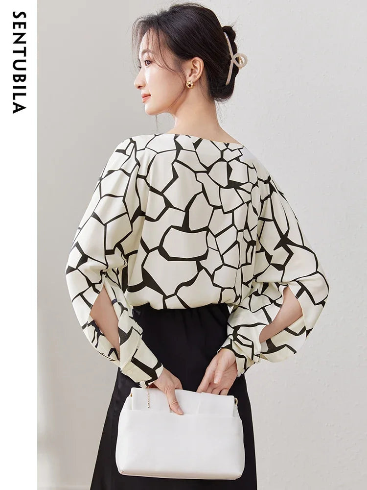 SENTUBILA Print Pullover Chiffon Blouse