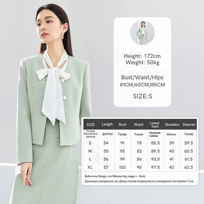 SENTUBILA V-neck Casual Blazer Glossy Button Suit