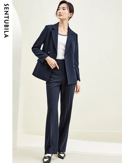 SENTUBILA 2-piece Set Pants Suit Navy Blue/Khaki