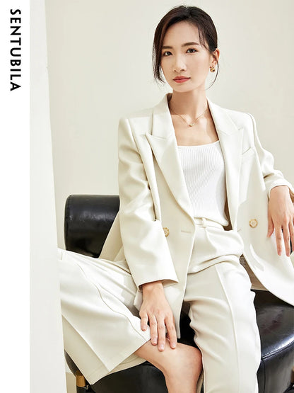 SENTUBILA 2-Piece Blazer Pant Suit Set Workwear