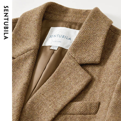 SENTUBILA Brown Wool Blend Tailored Blazer