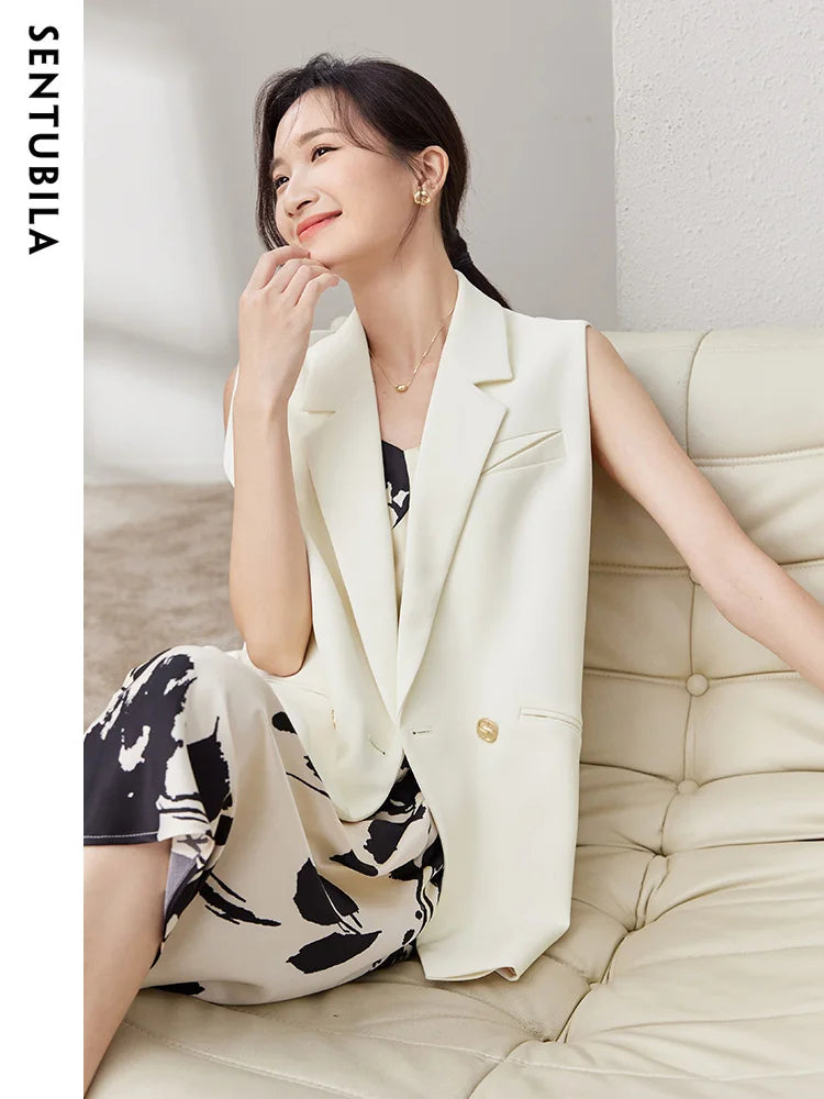 SENTUBILA Tailored Waistcoats Sleeveless Oversize Blazer