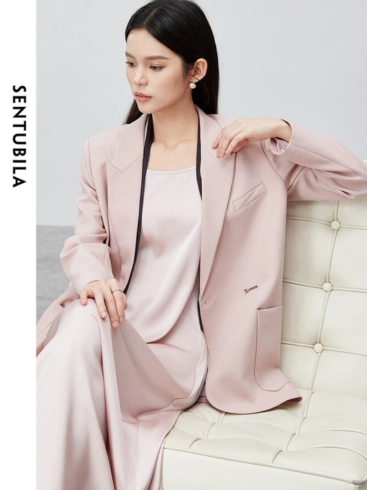 SENTUBILA Tailored Blazer Workwear Heart Clasp