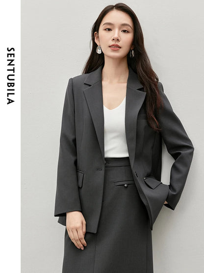 SENTUBILA Texture Loose Fit Women Blazer