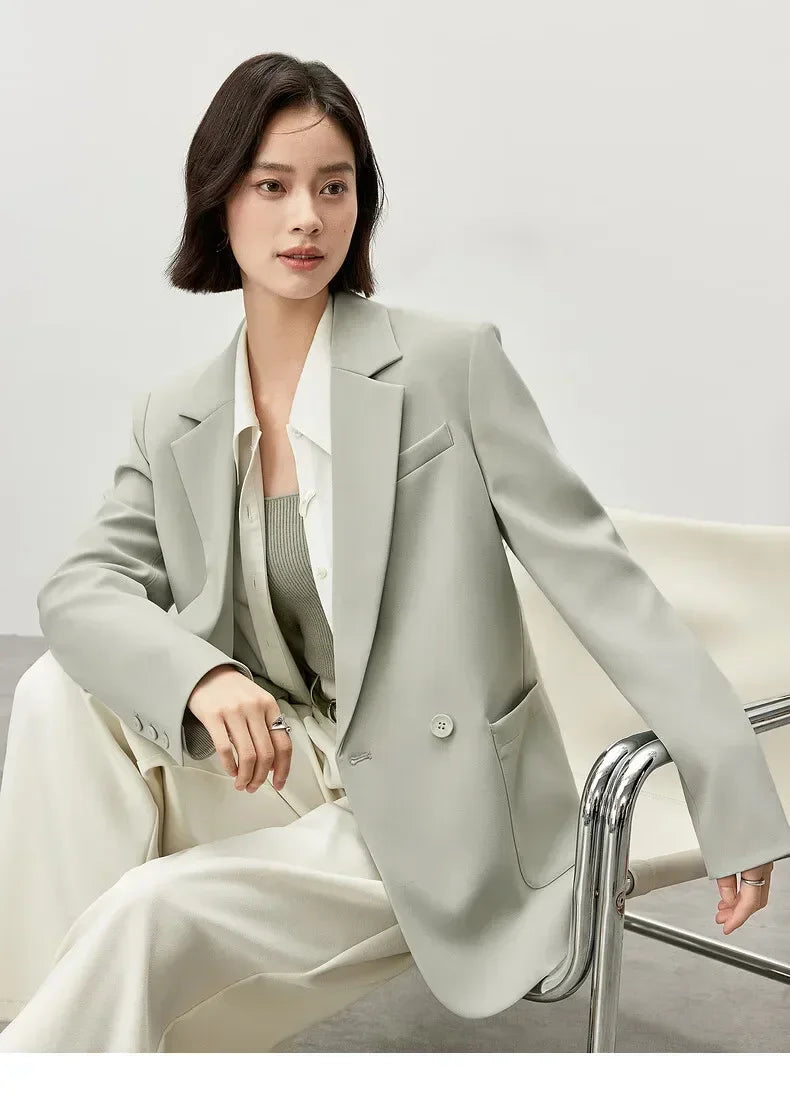 SENTUBILA Texture Twill Blazers Straight Notched Collar Workwear