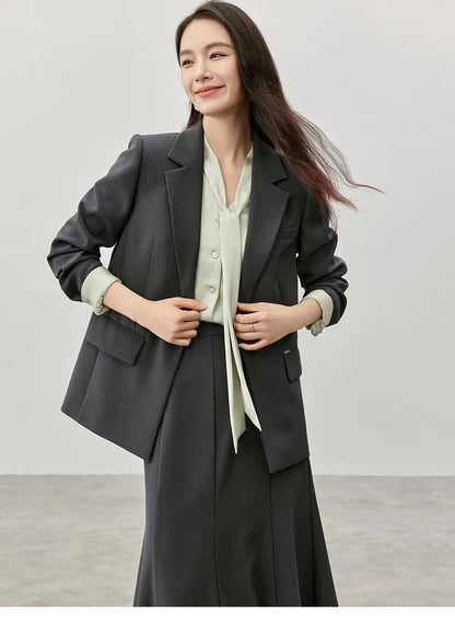 SENTUBILA Texture Loose Fit Women Blazer